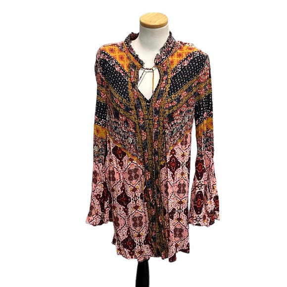 UMGEE Boho Bell Sleeve Multi Print Dress Size Small - Picture 5 of 11